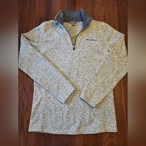 Eddie Bauer Gray 1/4 Zip Soft Casual Warm Pullover Stretch Sweater Men's Small